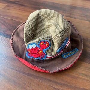 Stephen Joseph Kids Crab Bucket Hat Brown Corduroy Never Crabby Sun Hat